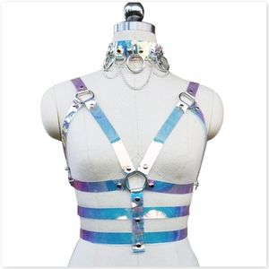 Holographic PVC Caged Harness Top